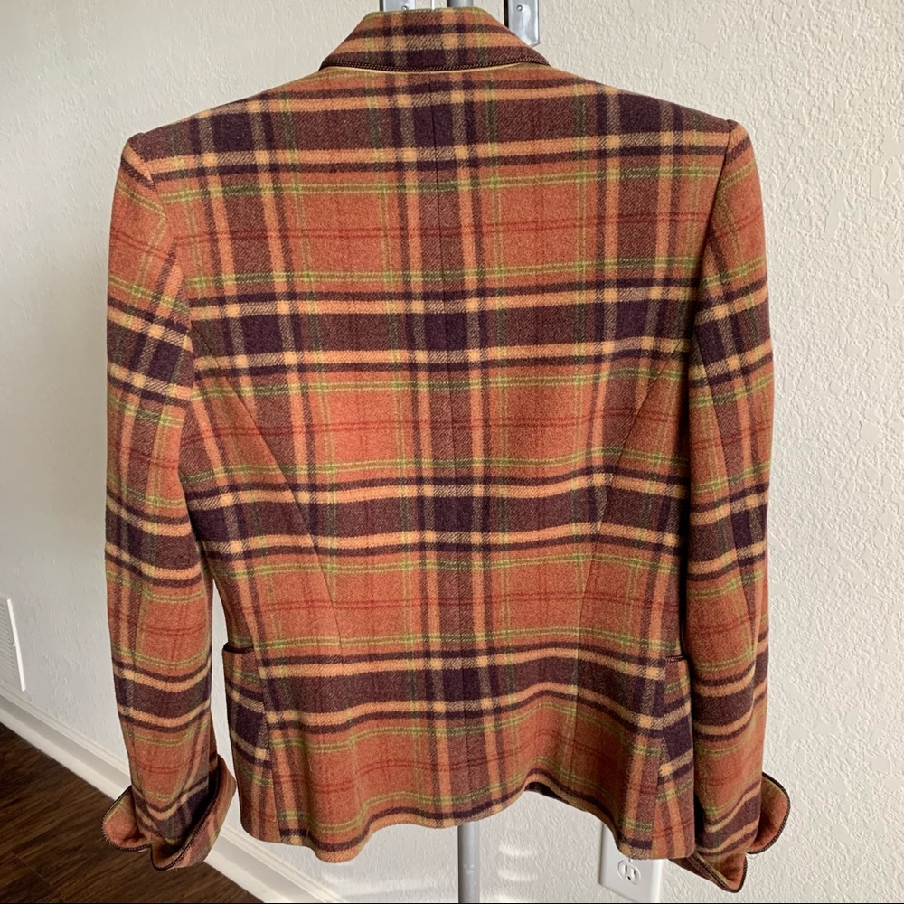 BARBARA BUI Checked Patterned Plaid Wool Blazer - Picture 3 of 4